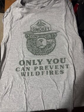 Smokey Bear 'Only You Can Prevent Wildfires' Gray Graphic Tee